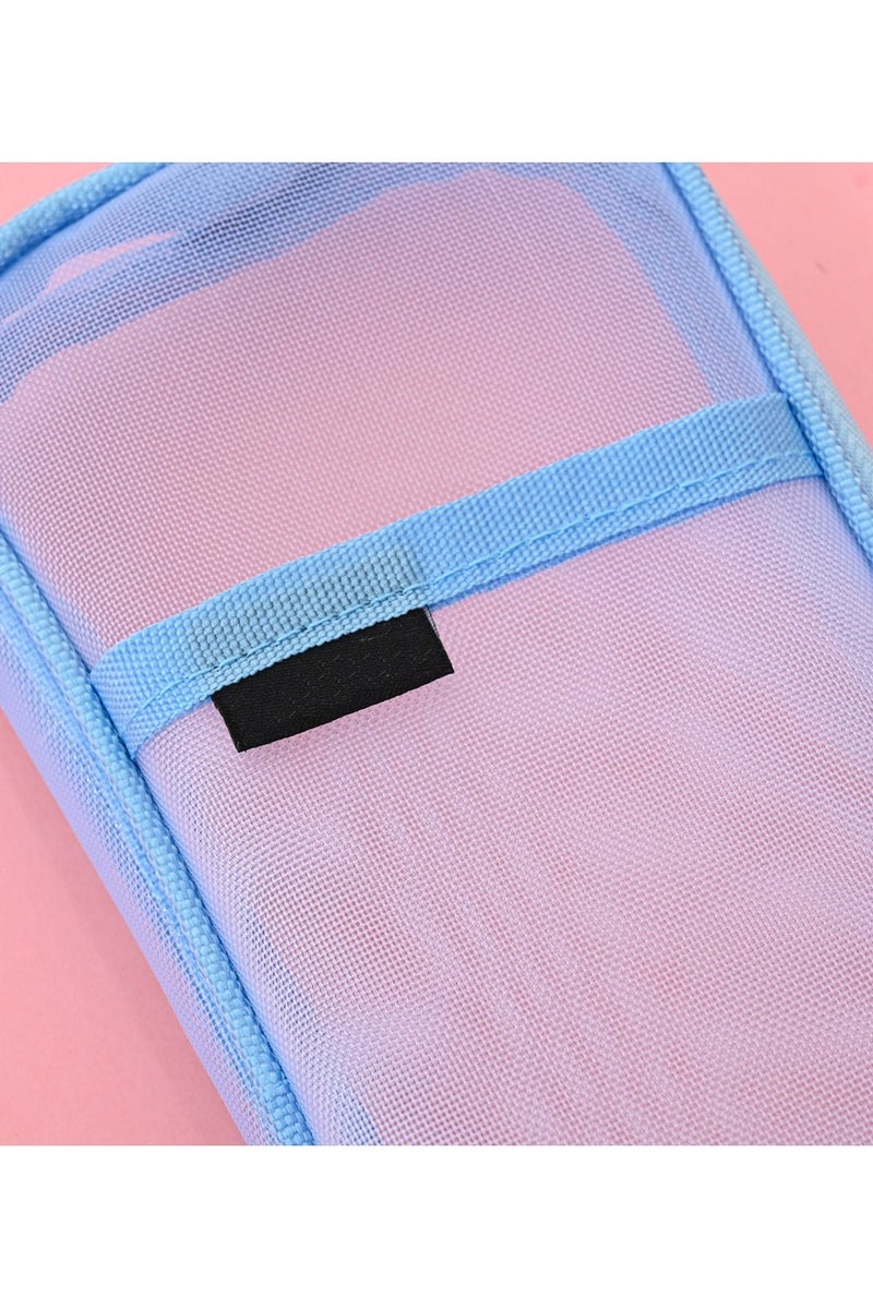 عام حافظة أقلام شبكية شفافة، منظم أدوات مكتبية بسيط بسحاب، متعدد الاستخدامات للسفر والمدرسة والمراهقات، حقيبة مكتبية شفافة أو حافظة مكياج. - Image 3