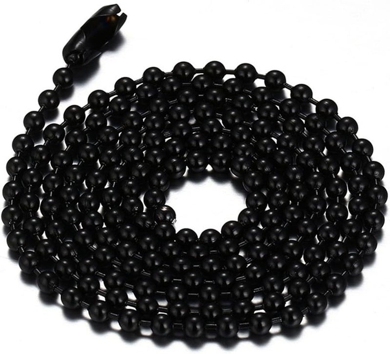 SINLEO Titanium Stainless Steel Small Beads Ball Chain Necklace for Men Women 24-38 Inches Silver Black Gold - Image 1