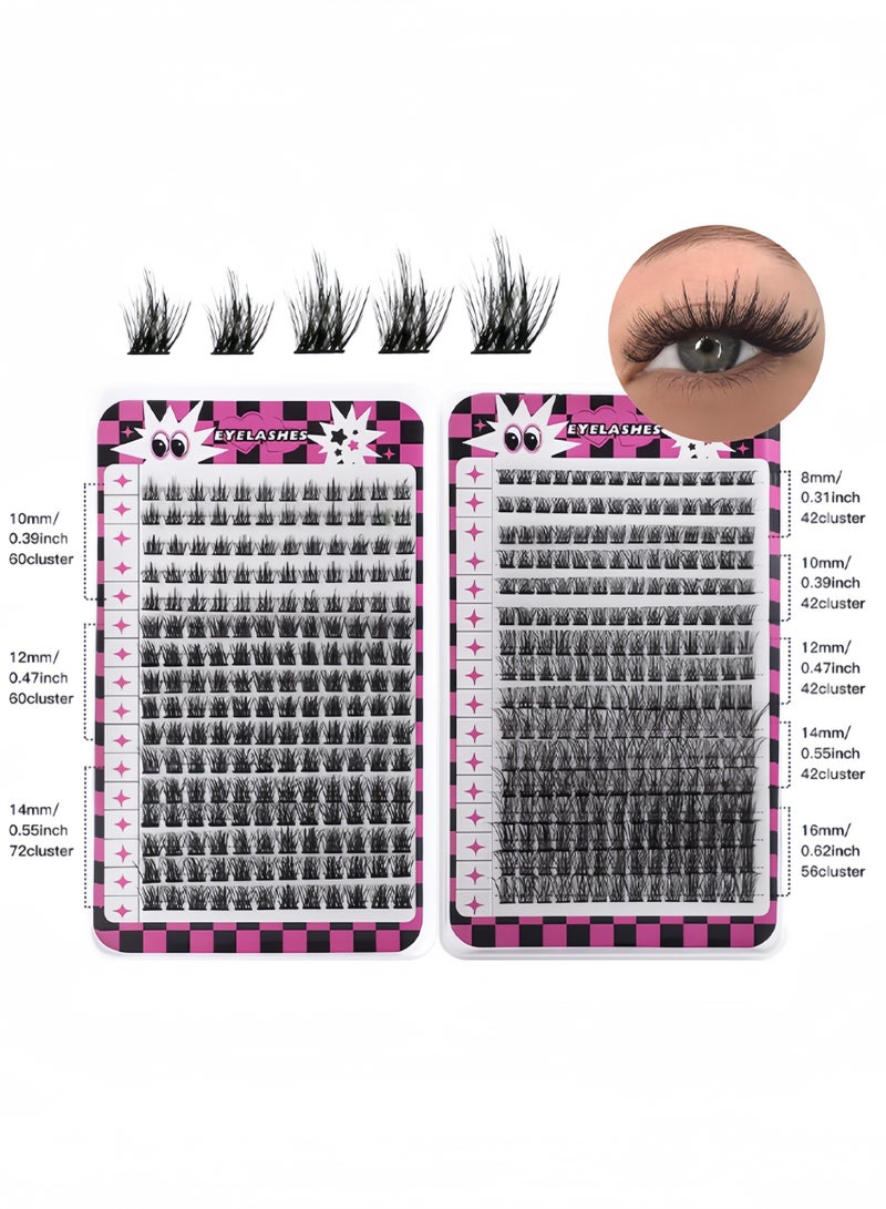 قِيرّا طقم تركيب رموش صناعية DIY - 416 قطعة رموش عنقودية مع ملقط، قابلة لإعادة الاستخدام، طبيعية وكثيفة بخمس أنماط - Image 2