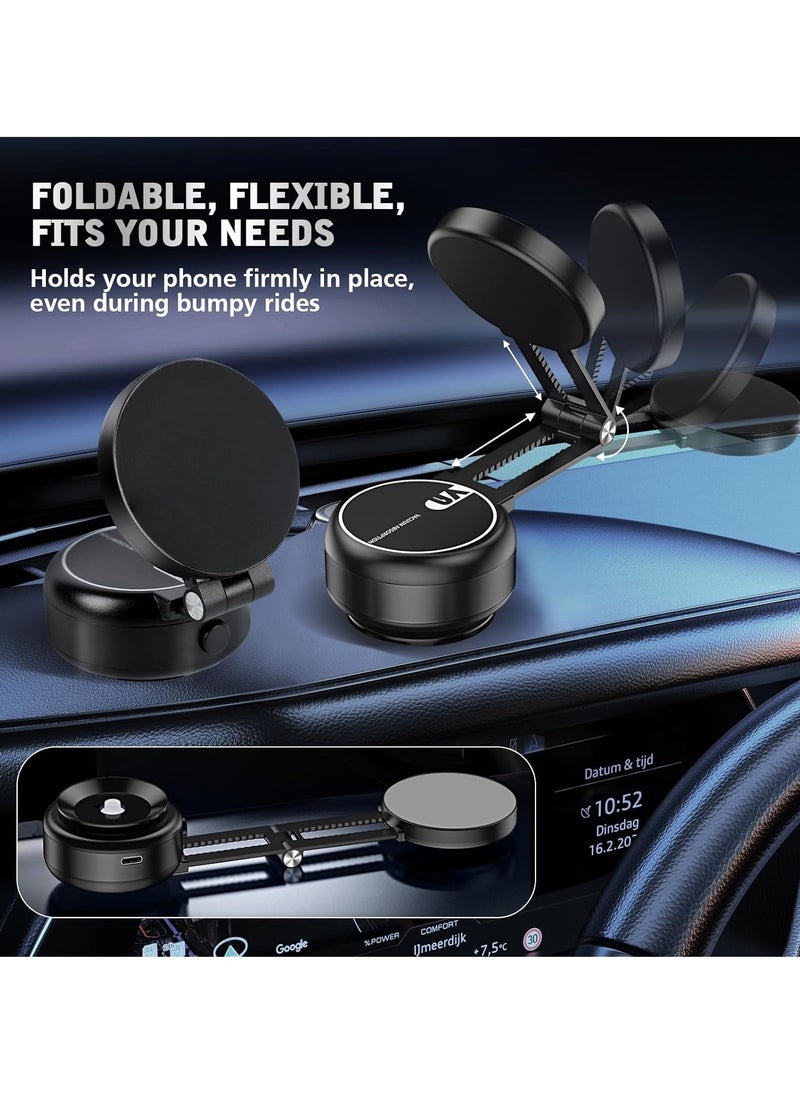 TIGER Electric Vacuum Magnetic Suction Phone Mount – 360° Rotating Magnetic Phone Holder, Foldable Smart Double-Sided Suction Design, Strong Magnetic Car Phone Holder for Cars, Mirrors & Smooth Surfaces  - Image 5