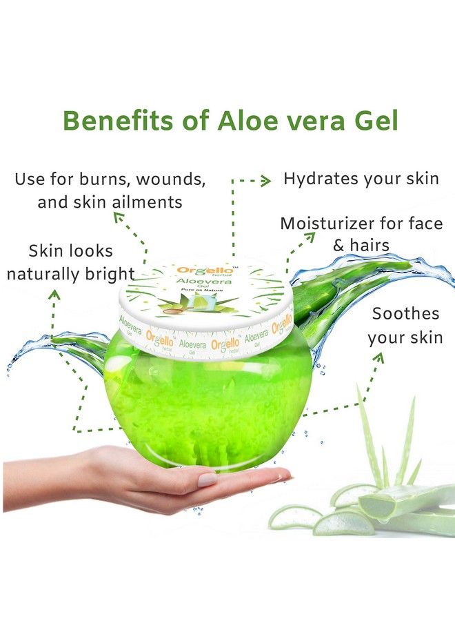 Orgello Herbal Aloe Vera Gel For Face And Hair (2 X 100 Gm) Pack Of 2 I For Acne Scars Glowing & Radiant Skin I Paraben & Sulphate Free - Image 4