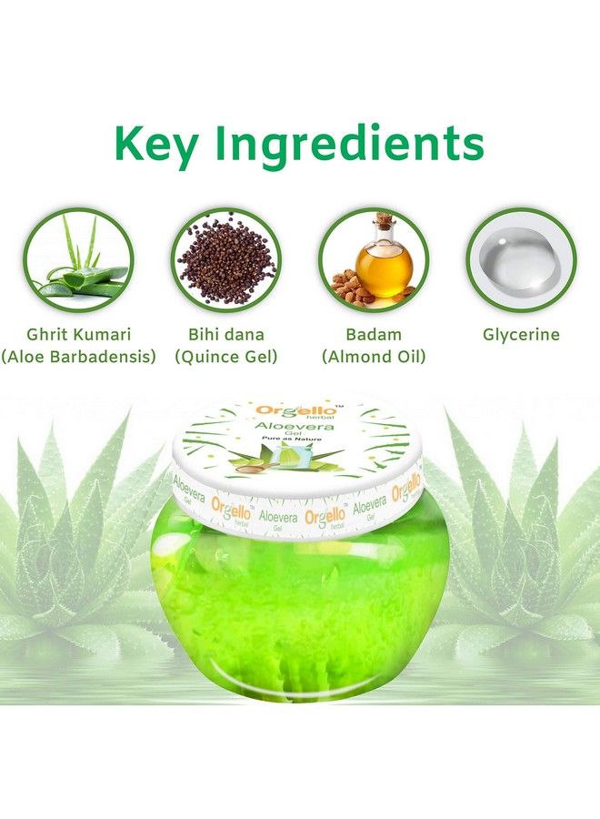 Orgello Herbal Aloe Vera Gel For Face And Hair (2 X 100 Gm) Pack Of 2 I For Acne Scars Glowing & Radiant Skin I Paraben & Sulphate Free - Image 3