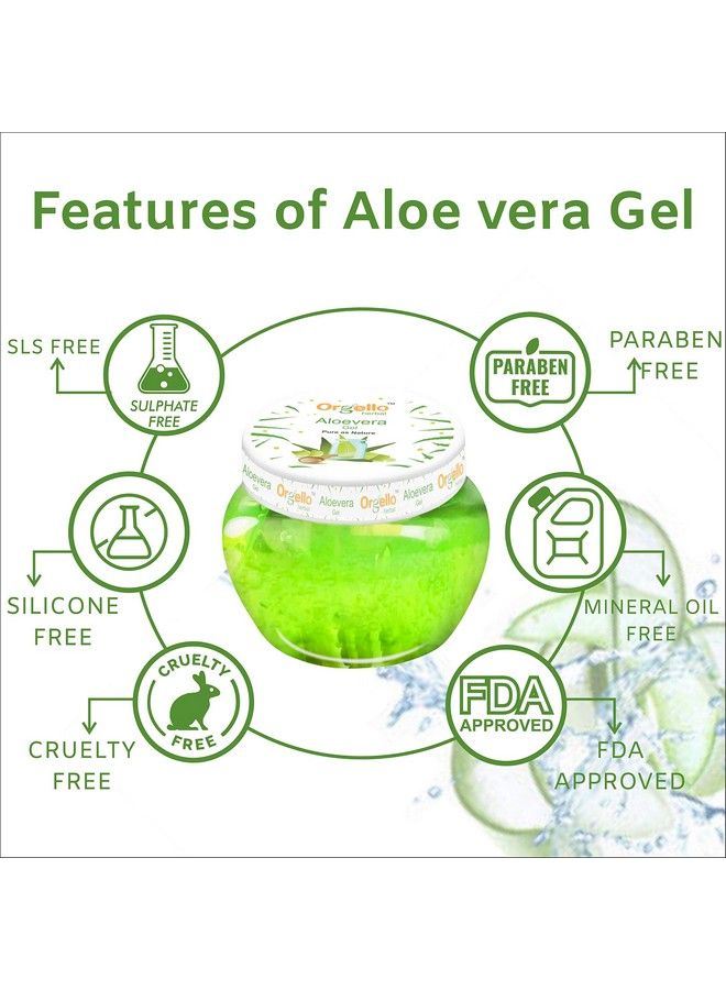 Orgello Herbal Aloe Vera Gel For Face And Hair (2 X 100 Gm) Pack Of 2 I For Acne Scars Glowing & Radiant Skin I Paraben & Sulphate Free - Image 5