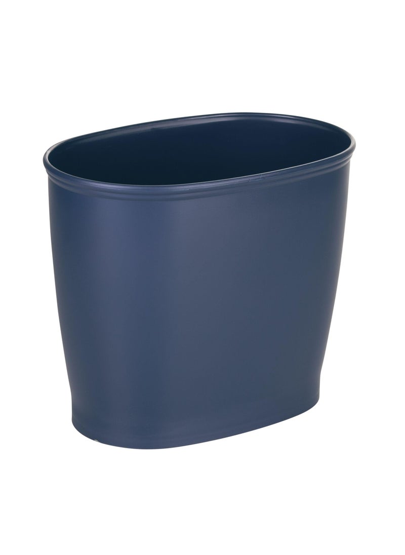 InterDesign iDesign Kent Plastic Oval Wastebasket Trash Can for Bathroom Kitchen Office Bedroom 12 x 8 x 10  Navy Blue 