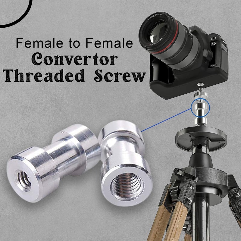 SHOPEE محول برانديد 2 قطعة 1/4" إلى 3/8" إنش أنثوي إلى أنثوي مزود بمسمار لقاعدة حامل الضوء الاستوديو، محول هوتشيو/كولدشيو لرأس الكرة، جهاز استقبال فلاش تريجر - Image 1