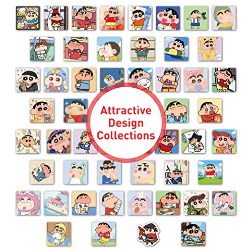 Rousrie - 50 Pieces Vinyl Waterproof Wall Stickers for Kids Random Size, (Shinchan), Multicolor, Self-Adhesive - Image 3