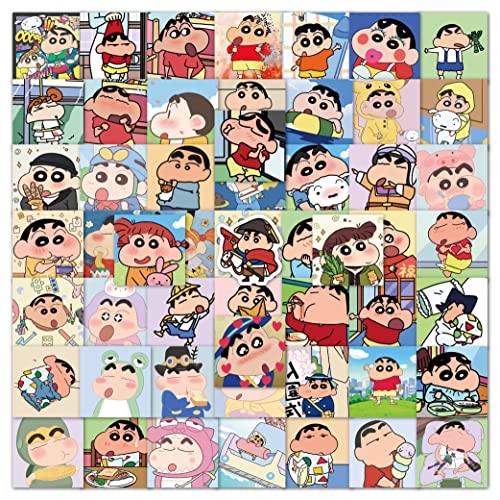 Rousrie - 50 Pieces Vinyl Waterproof Wall Stickers for Kids Random Size, (Shinchan), Multicolor, Self-Adhesive - Image 1