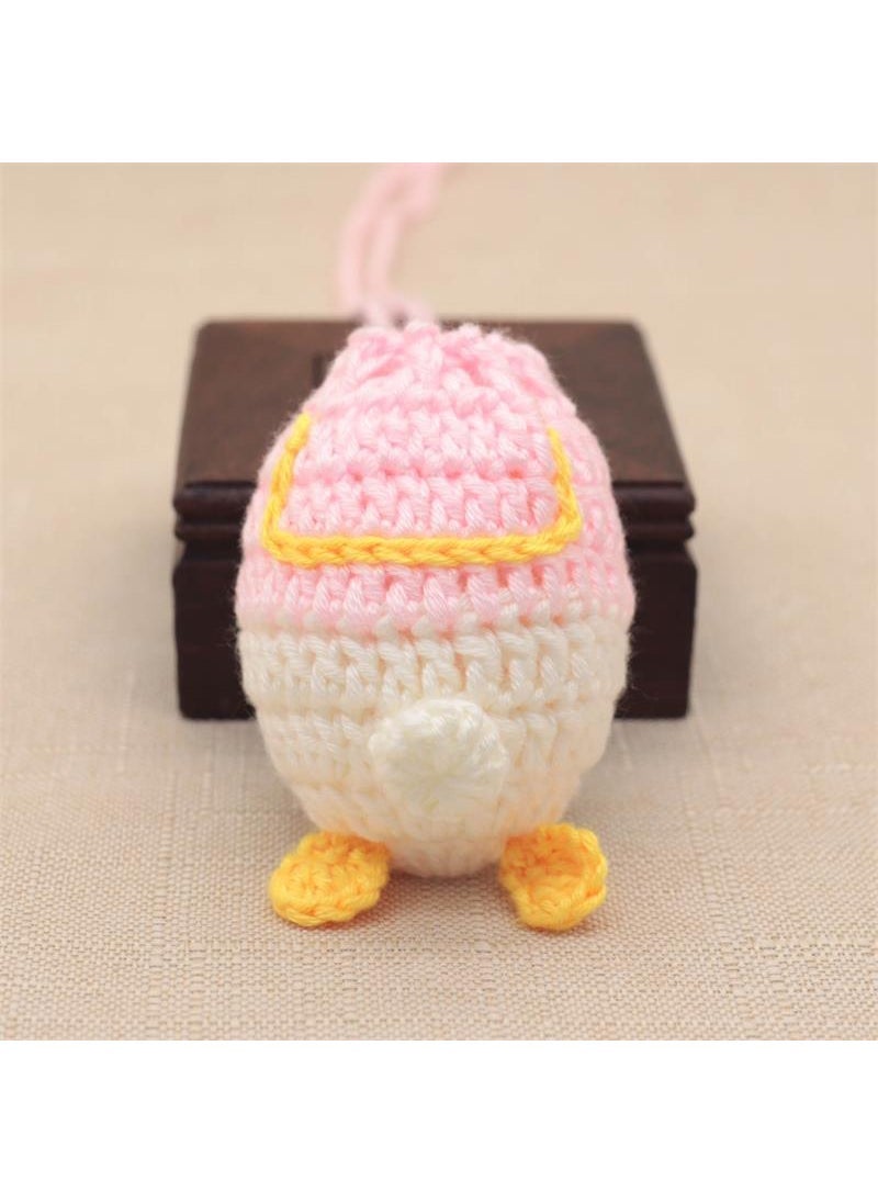Arabest Handmade Knitted Cartoon Fish Egg Bag for Kids Pink Donald Duck 