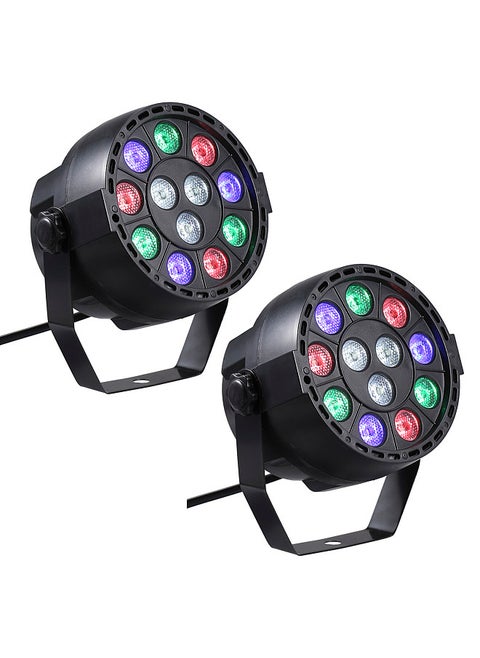 AC90-240V 12 LEDs Par Lights 8 Channel RGBW Color Mixing Stage Lighting with DMX Strobe & Sound Active Mode for Disco Party Wall Wash