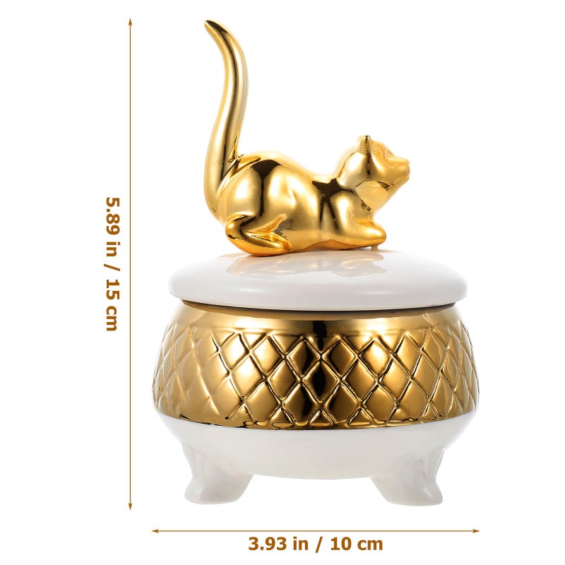 Ceramic Jewelry Box with 3D Cat Design Necklace Ring Holder Storage Organizer for Women - Image 3