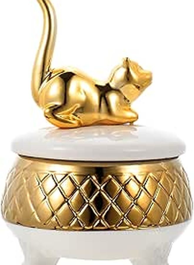Ceramic Jewelry Box with 3D Cat Design Necklace Ring Holder Storage Organizer for Women - Image 1