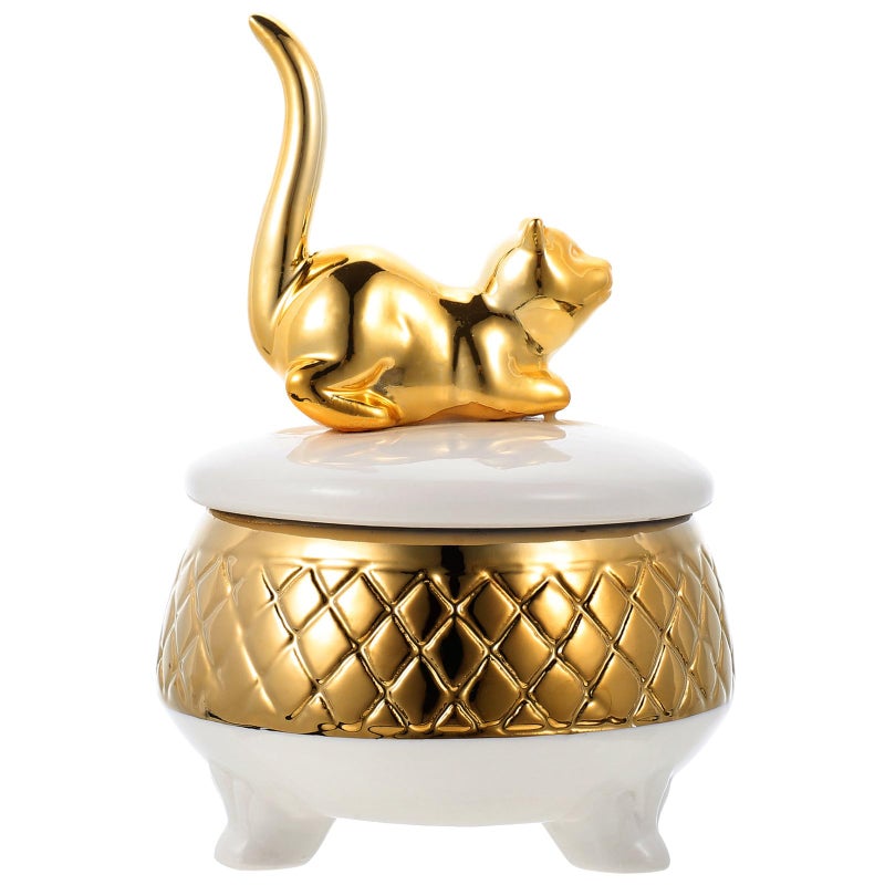 Ceramic Jewelry Box with 3D Cat Design Necklace Ring Holder Storage Organizer for Women - Image 2