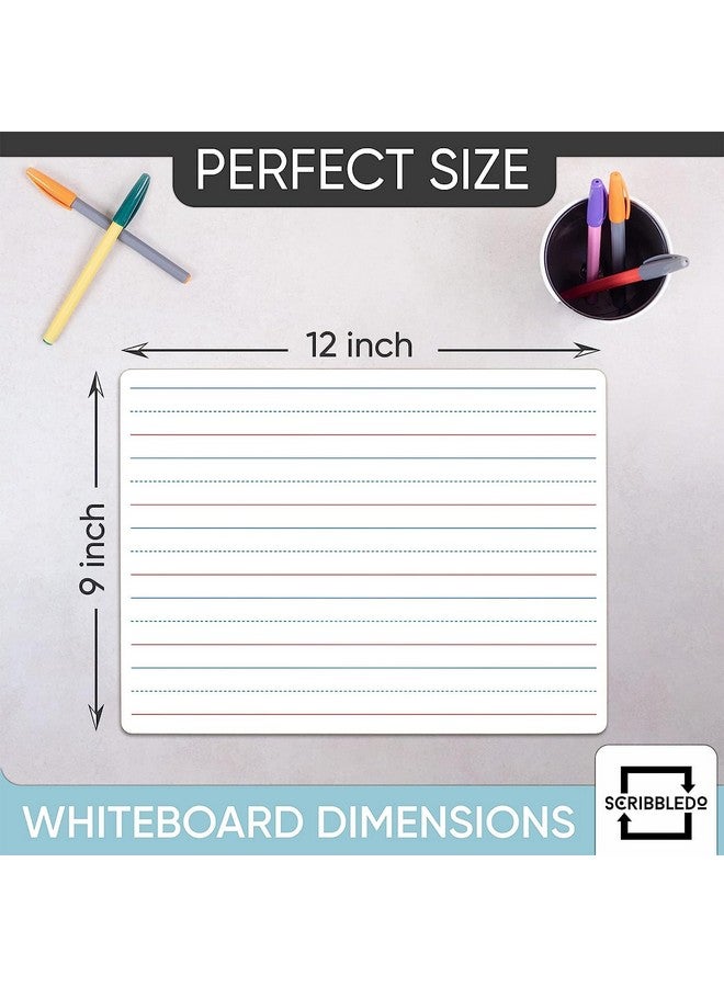 Scribbledo 10 Pack Double Sided Whiteboards Lined Dry Erase Board For Kids Ruled Writing Board Handwriting Practice For Kids Small White Board Dry Erase Boards Lines 9X12 Student 10 Dry Erase Markers - Image 4