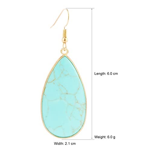 BaubleStar Natural Crystal Healing Birth Stone Statement Drop Earrings for Women Turquoise Teardrop Quartz Dangle Fashion Jewelry 14K Gold Plated - Image 4