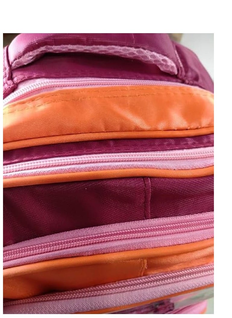 Generic School backpack 3 pieces for girls and boys 18 inch, mouse (burgundy + pink + orange)  - Image 5
