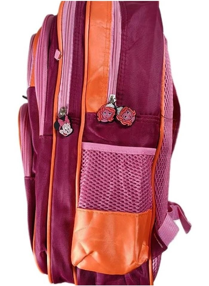 Generic School backpack 3 pieces for girls and boys 18 inch, mouse (burgundy + pink + orange)  - Image 3