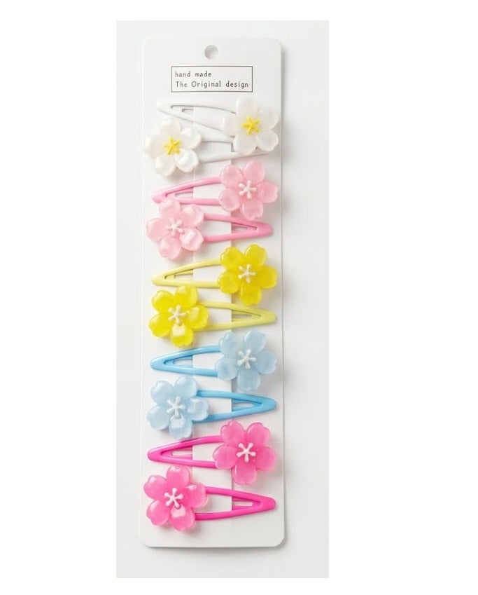 Girls Flower Hair Clips Set Hair Accessories (Multi Color) - Image 5