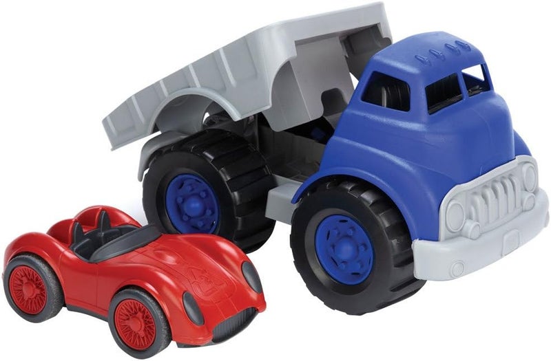 Green Toys Flat Bed Truck and Race Car Set - Eco-Friendly Toy for Kids - Image 2