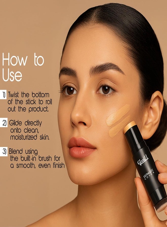 Glam 21 Glam21 Ultimate Cover Foundation Stick | Face Foundation Stick with In-Built Brush | WaterProof, Long Lasting Formula & Natural Matte Finish | For All Skin Tone | 8gm| 03-Soft Beige - Image 4