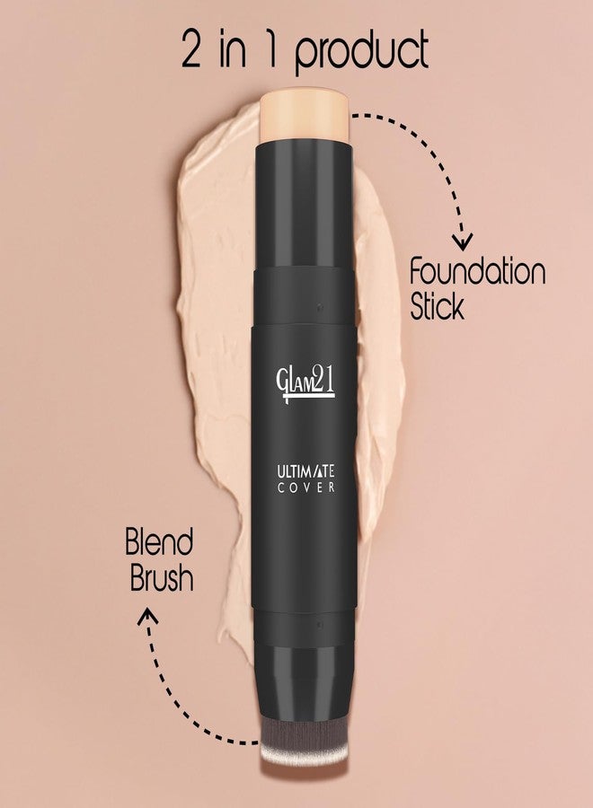 Glam 21 Glam21 Ultimate Cover Foundation Stick | Face Foundation Stick with In-Built Brush | WaterProof, Long Lasting Formula & Natural Matte Finish | For All Skin Tone | 8gm| 03-Soft Beige - Image 5