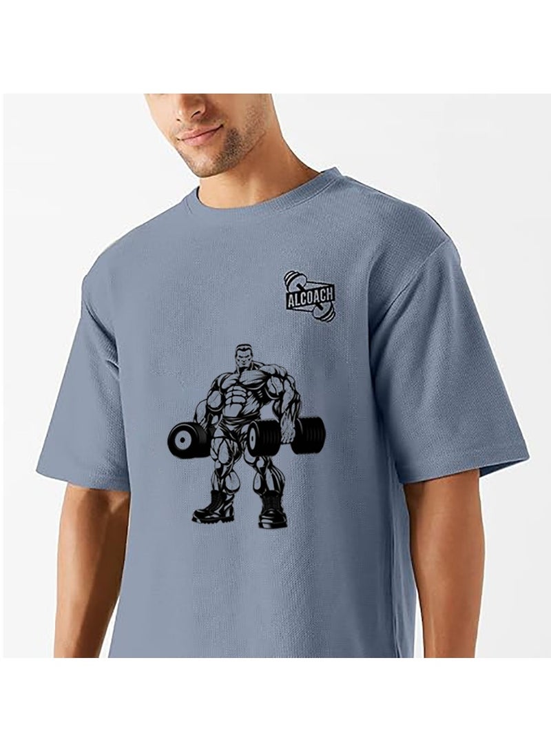 ALCOACH Men's Oversized Sports T-Shirt for Bodybuilding - High-Quality Cotton Athletic T-Shirt with a Comfortable and Stylish Design Suitable for All Bodybuilding and Other Sports Activities - Image 3