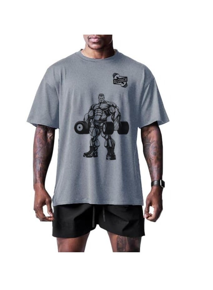 ALCOACH Men's Oversized Sports T-Shirt for Bodybuilding - High-Quality Cotton Athletic T-Shirt with a Comfortable and Stylish Design Suitable for All Bodybuilding and Other Sports Activities - Image 2