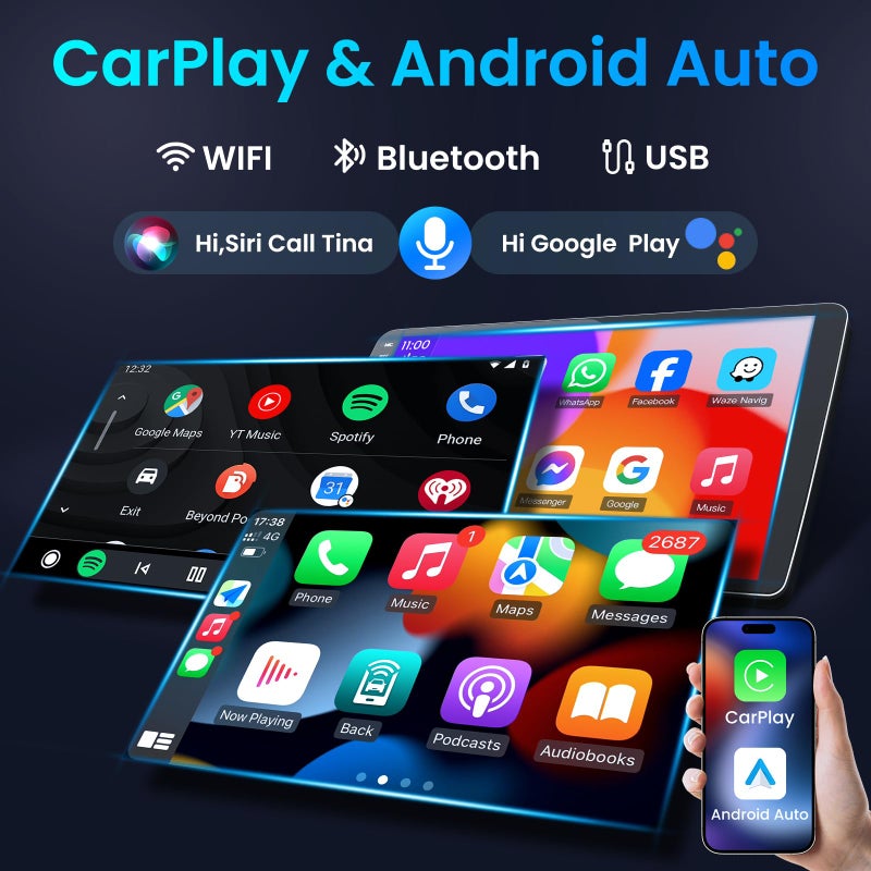 Generic Car Radio Stereo for Chevy Tahoe Subrban Silverado GMC Yukon Sierra 2007-2013: 9'' Touch Screen Android Stereo Replacement with CarPlay Android Auto 5GWifi Bluetooth GPS/FM RDS/SWC  - Image 2