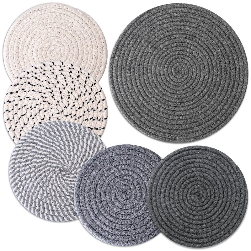 Billbotk Trivets for Hot Dishes 6 Pieces Pot Holders for Kitchen 100 Cotton Woven Hot Pads for Kitchen Trivets for Kitchen Heat Resistant 118 Inches and 7 Inches