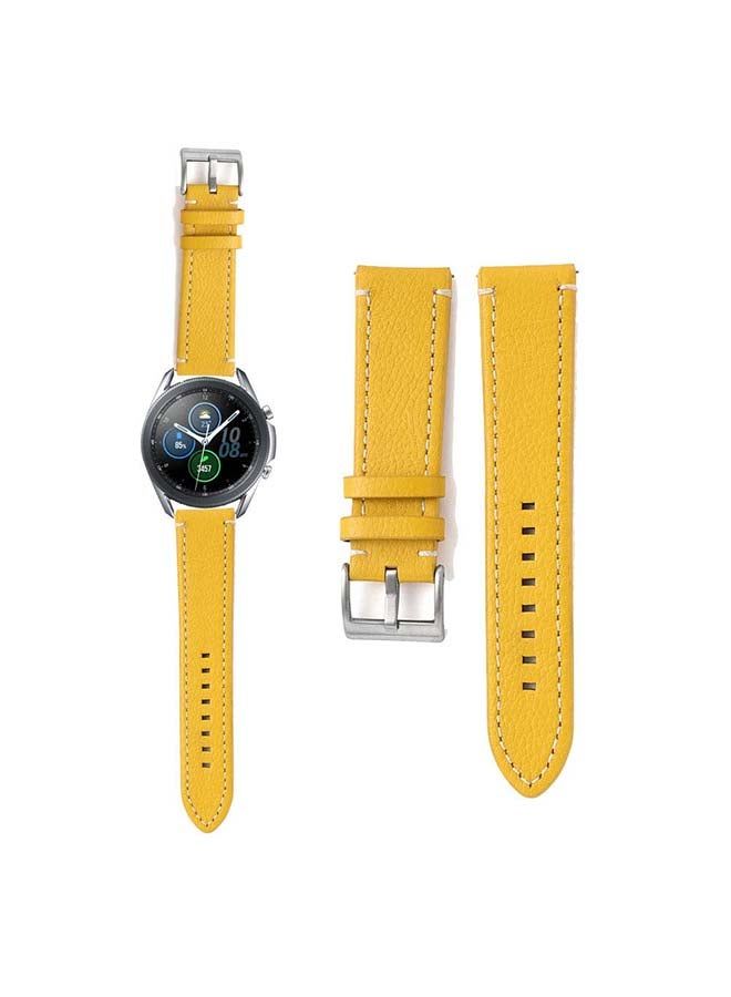 vesus Genuine Leather Replacement Band for Samsung Galaxy Watch3 45mm Yellow