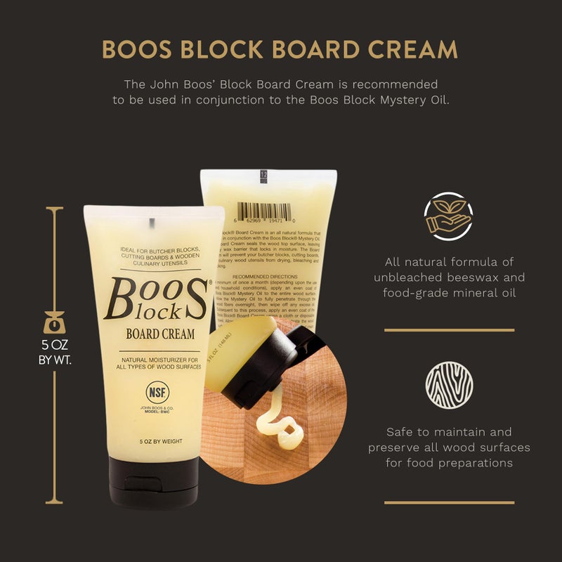 John Boos 5-Ounce Boos Block Board Cream for Wood Kitchen Cutting Boards, Boos Chopping Block & Countertops, Food Safe Charcuterie Essential, 3-Pack - Image 2