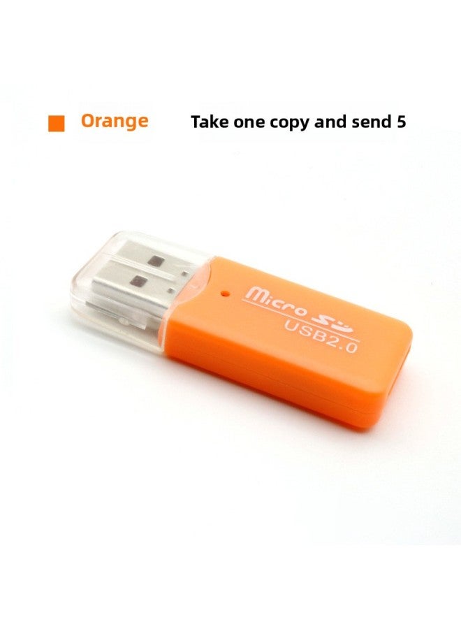 Card Reader TF Card/MICROSD Card/Mobile Phone Memory Card Converter U Disk High Speed 2.0 Multifunctional SLR-Color:[orange 5 Pieces]-Capacity:Default Item  - Image 1