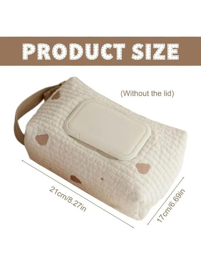 Wet Wipes Pouch, Tissue Holder, Hanging Portable Cute Wet Tissue Case for Stroller and Car Seat Kids, Refillable Wipes Bag Travel Organizer with Handle, Baby Wipes Holder Fabric Wet Wipes Box Dispenser - Image 2