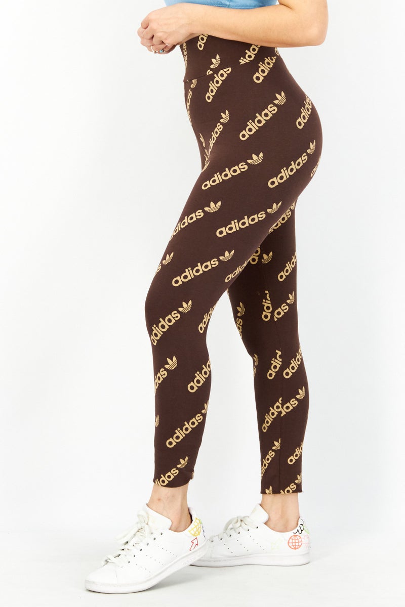 adidas Originals Women Sportswear Training Leggings, Brown - Image 2