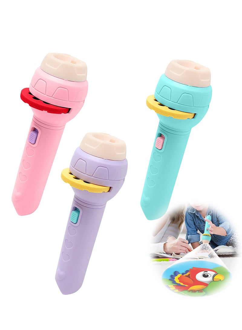 3 Slide Projection Flashlight with 9 Slides, Children's Cognitive Projection Lamp Toy Slides Educational Learning Bedtime Wall Lamp Night Light - Image 1