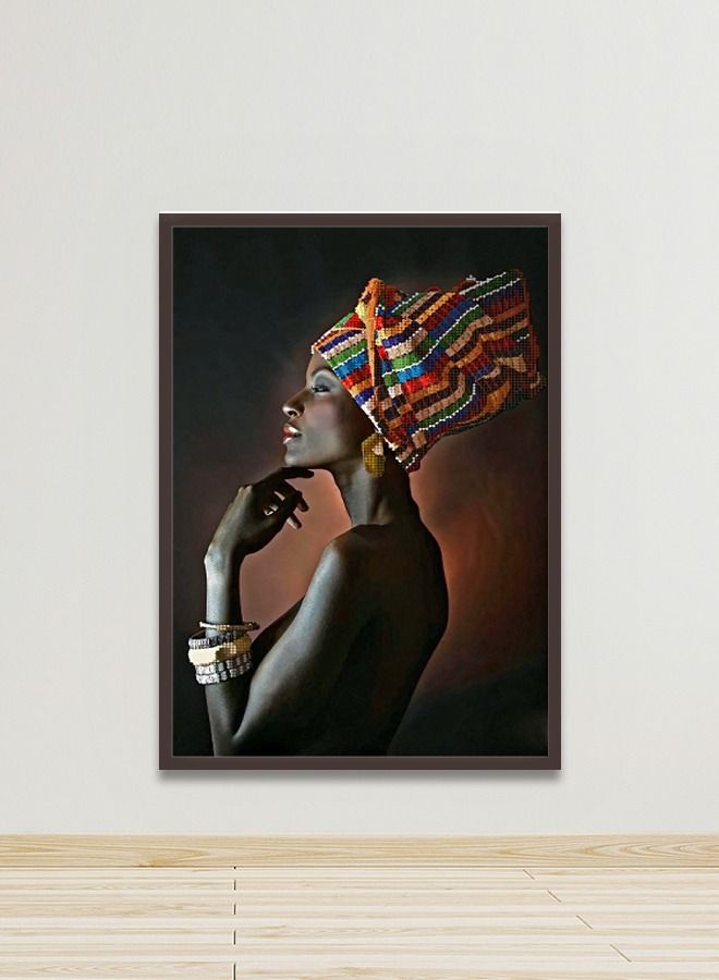 Marktna Canvas Wall Art For Wall Decoration Woman Design With A Hollow Brown Frame Size 120x80cm One Piece - Image 1