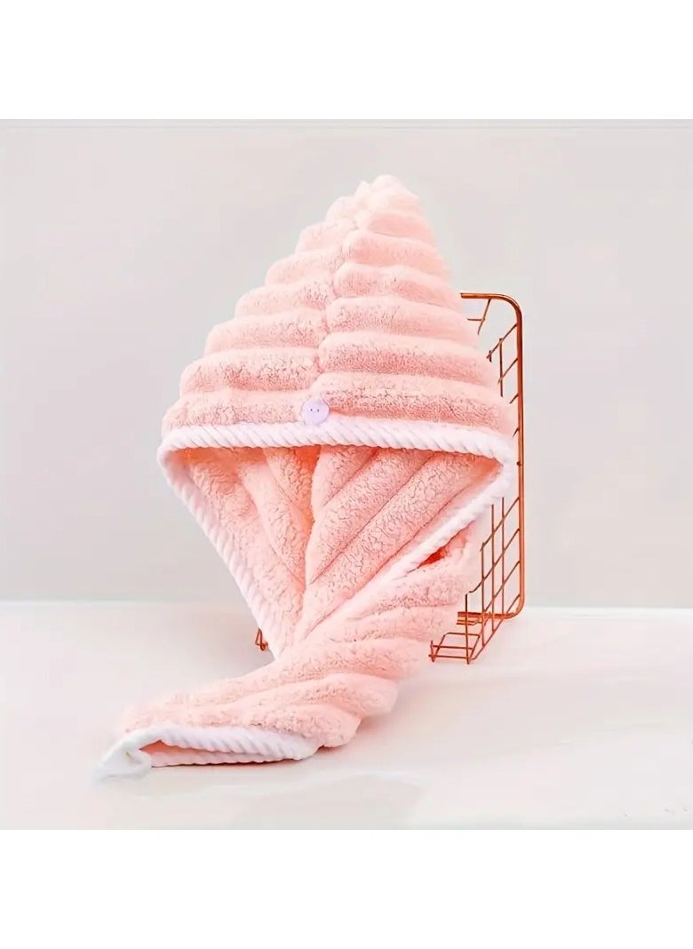 Goolsky Striped Microfiber Hair Towel Wrap - Super Absorbent Quick-Dry Hair Turban for Women, Soft Bath Head Towel for Long & Short Hair, Modern Cartoon-Themed Fast Drying Cap, Polyester & Acetate Blend, Woven 120gsm - Pack of 1  - Image 2