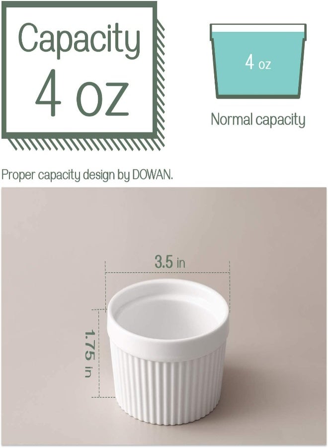 AKDC Dowan 4 Oz Ramekins - Ramekins For Creme Brulee Porcelain Ramekins Oven Safe, Classic Style Ramekins For Baking Souffle Ramekins Bowls, Set Of 6, White - Image 2