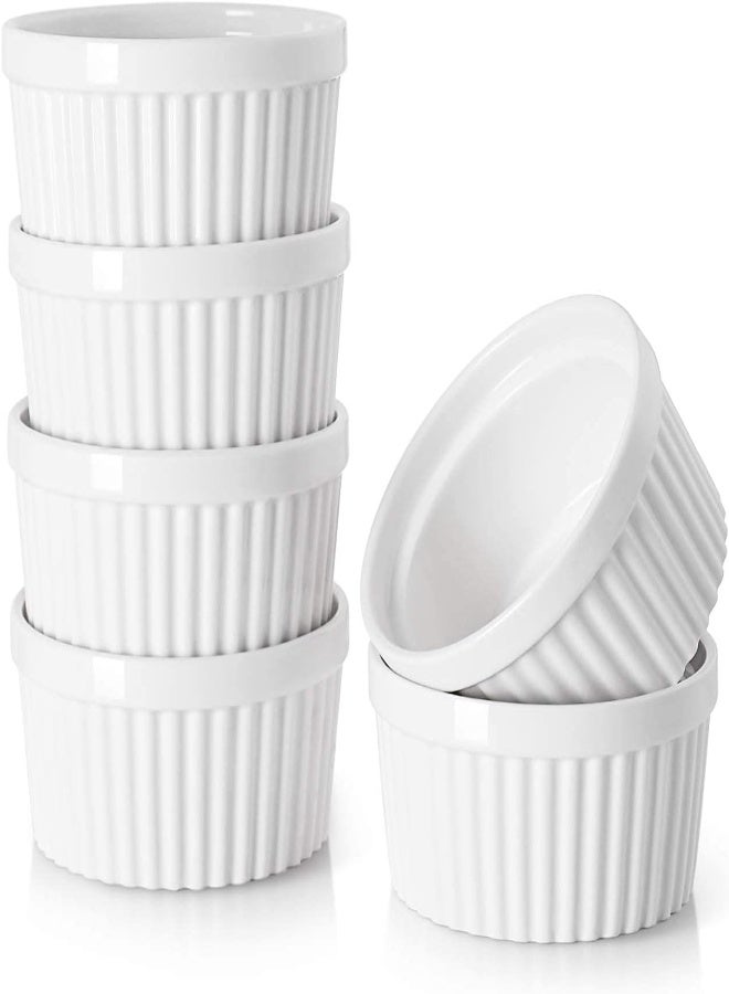 AKDC Dowan 4 Oz Ramekins - Ramekins For Creme Brulee Porcelain Ramekins Oven Safe, Classic Style Ramekins For Baking Souffle Ramekins Bowls, Set Of 6, White - Image 5