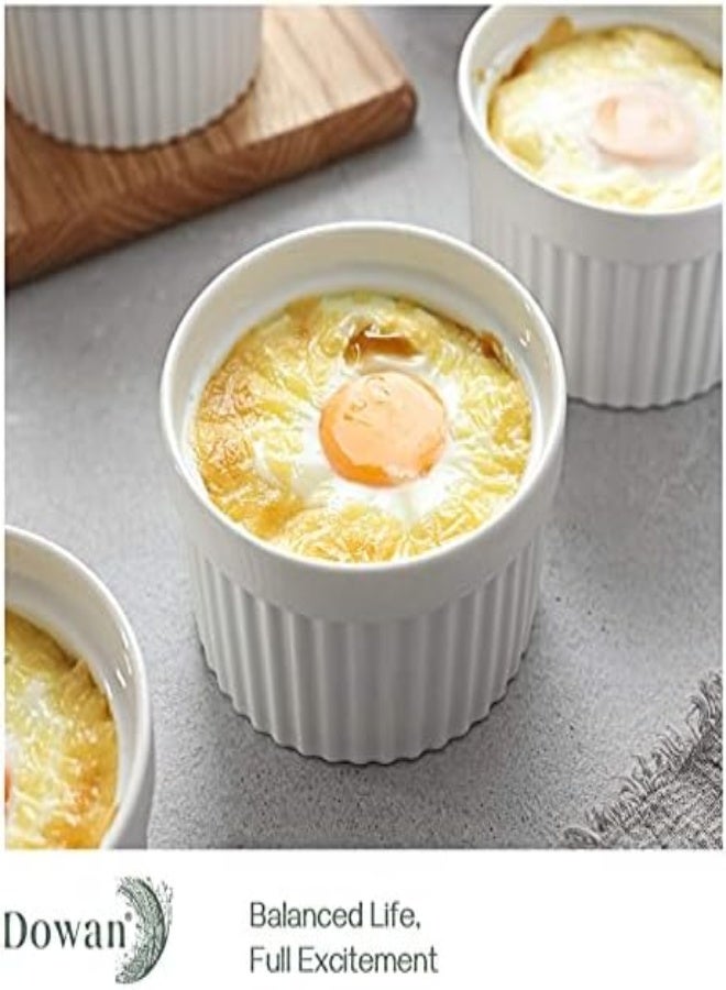 AKDC Dowan 4 Oz Ramekins - Ramekins For Creme Brulee Porcelain Ramekins Oven Safe, Classic Style Ramekins For Baking Souffle Ramekins Bowls, Set Of 6, White - Image 3