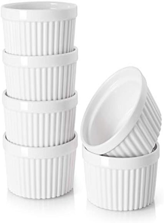 AKDC Dowan 4 Oz Ramekins - Ramekins For Creme Brulee Porcelain Ramekins Oven Safe, Classic Style Ramekins For Baking Souffle Ramekins Bowls, Set Of 6, White - Image 4