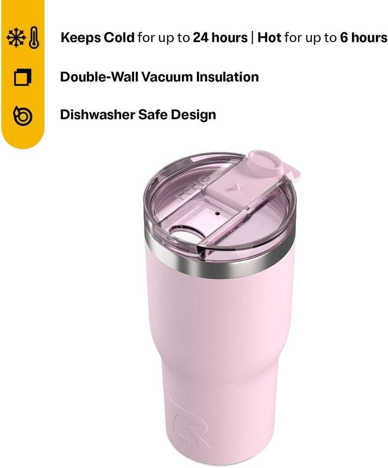 RTIC 30oz Essential Tumbler with Lid, Ceramic Lined, Insulated, Stainless Steel, Metal, Double Wall Vacuum-Insulation, Travel Cup for Iced Coffee, Tea, Hot and Cold Drink, Pale Pink - Image 1