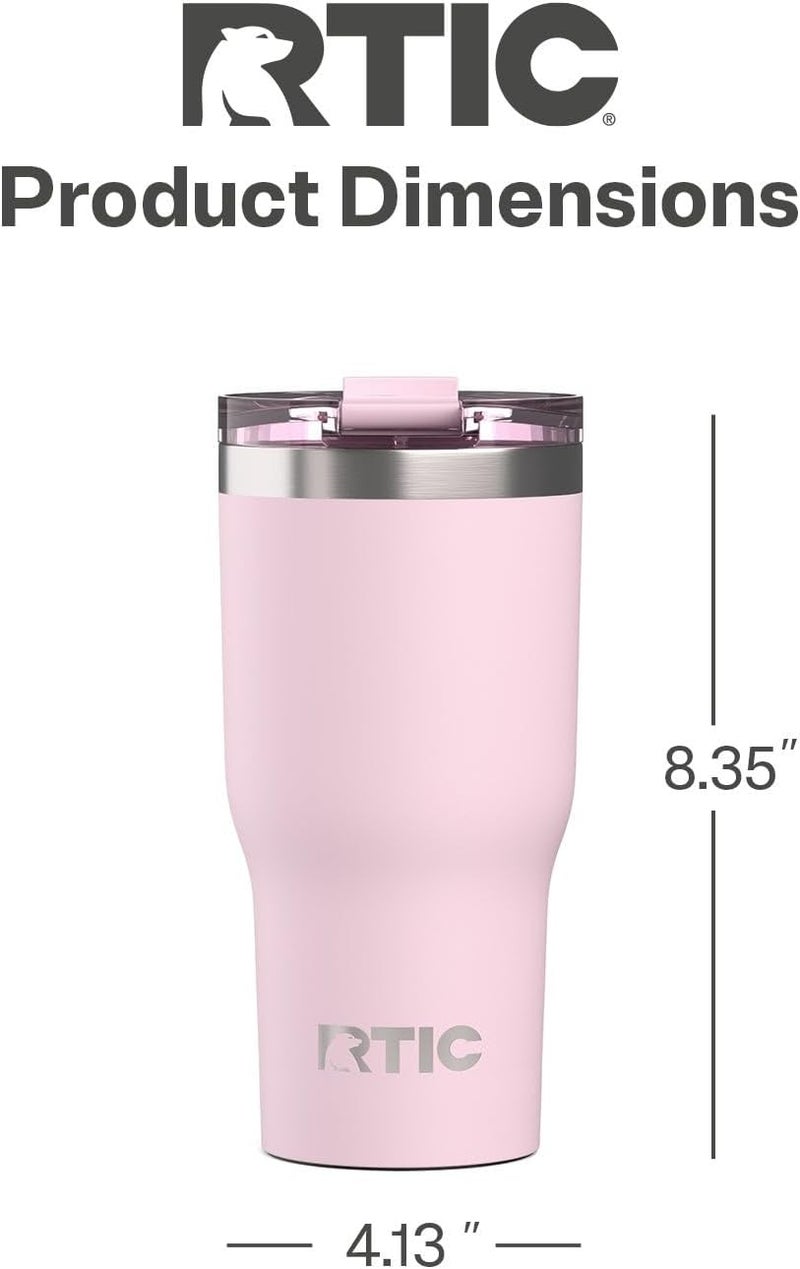 RTIC 30oz Essential Tumbler with Lid, Ceramic Lined, Insulated, Stainless Steel, Metal, Double Wall Vacuum-Insulation, Travel Cup for Iced Coffee, Tea, Hot and Cold Drink, Pale Pink - Image 3