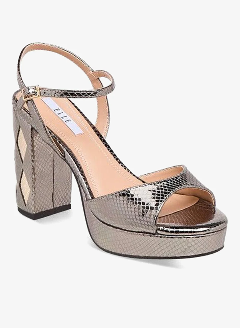 ايل صنادل نسائية بكعب سميك بإبزيم مزخرف