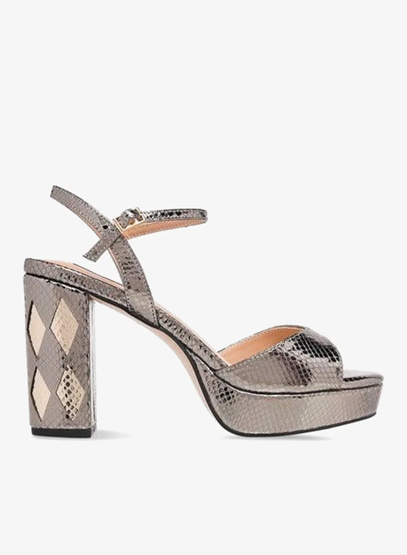 ايل صنادل نسائية بكعب سميك بإبزيم مزخرف