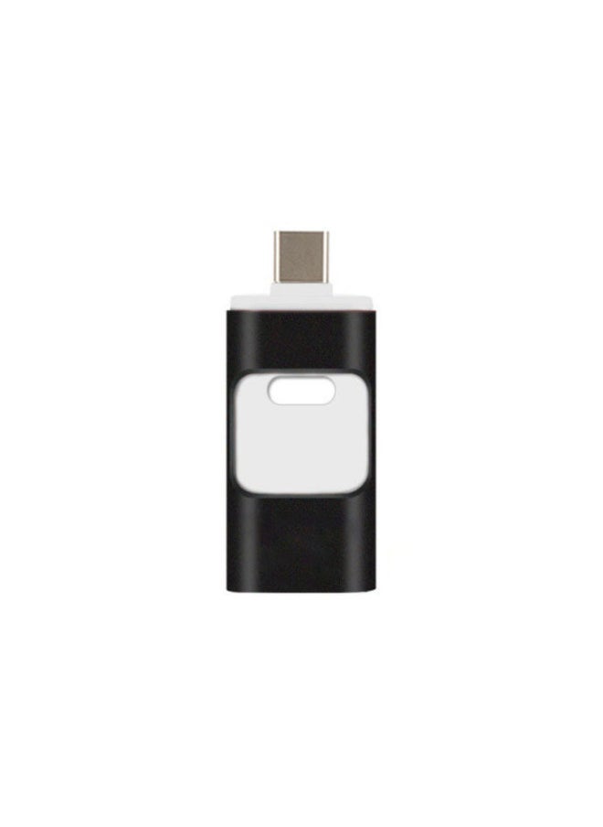 محرك أقراص فلاش USB متعدد الوظائف أربعة في واحد مناسب لهاتف Apple Type C Android بسعة كاملة 128 جرامًا عالي السرعة للهاتف المحمول محرك فلاش USB - اللون: أسود (بطانة بيضاء كبيرة للنافذة) - السعة: 32 جيجابايت  - Image 1
