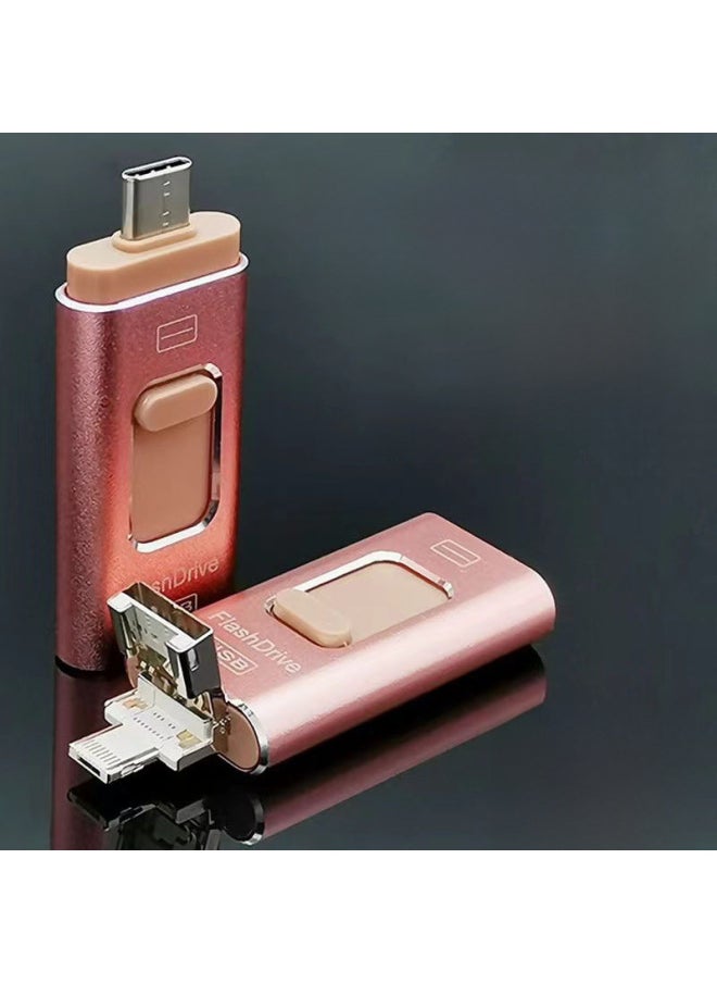 محرك أقراص فلاش USB متعدد الوظائف أربعة في واحد مناسب لهاتف Apple Type C Android بسعة كاملة 128 جرامًا عالي السرعة للهاتف المحمول محرك فلاش USB - اللون: أسود (بطانة بيضاء كبيرة للنافذة) - السعة: 32 جيجابايت  - Image 3