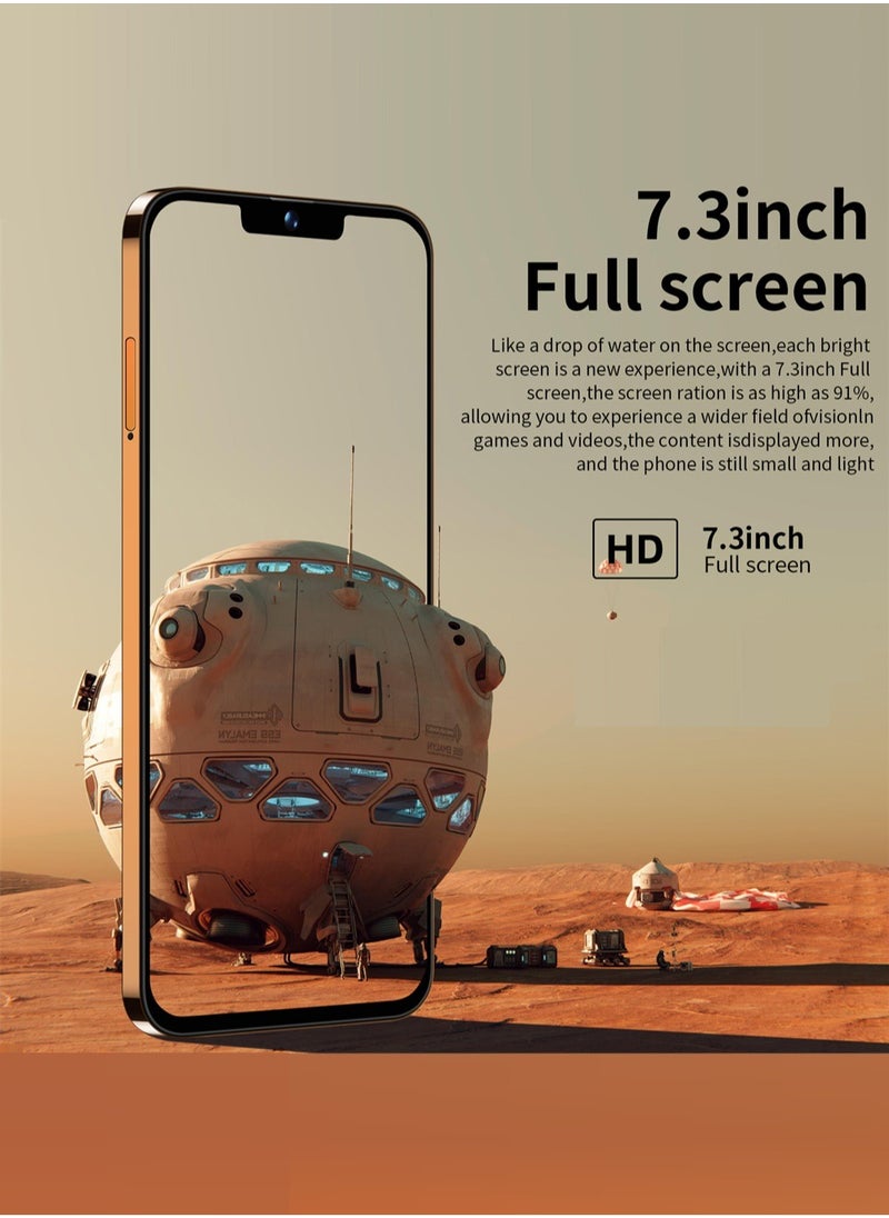 No branded - R60 Ultra 7.3-Inch HD Smartphone, 5G, Dual SIM, 128GB, Android 13, Front and Rear Dual Cameras, Wifi, GPS, E-books, Video, Gravity Sensor, Alarm, Calendar,Calculator，World clock，Face recognition - Image 1