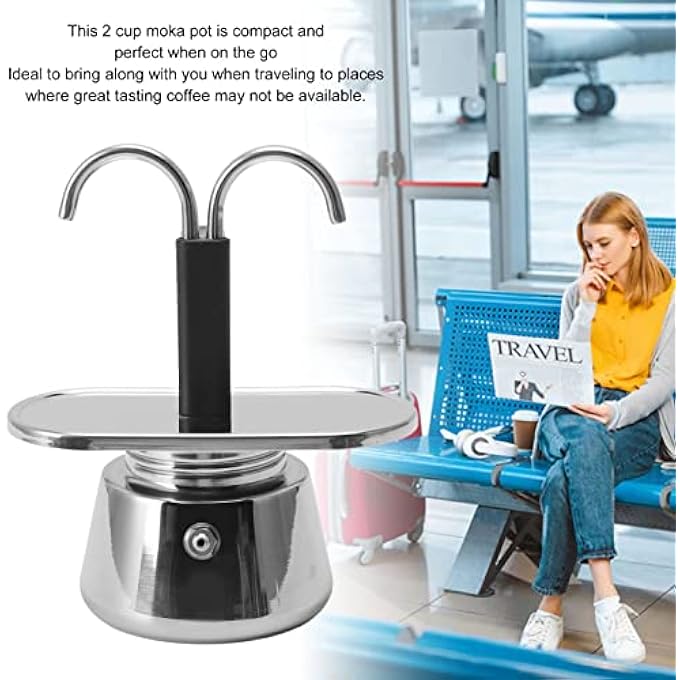 Sorandy Mini 2 Cup Moka Pot Stovetop Espresso Coffee Maker Stainless Steel Portable Moka Set Italian Moka Diy Coffee Large Capacity Coffee Machine For Home Camping - Image 5