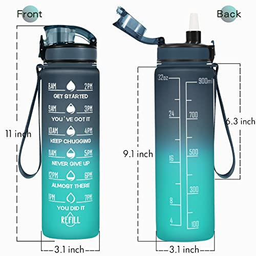 Enerbone 32 oz Water Bottle, Leakproof BPA & Toxic Free, Motivational Water Bottle with Times to Drink and Straw, Fitness Sports Water Bottle with Strap for Office, Gym, Outdoor Sports - Image 3