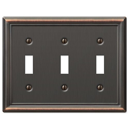 Amerelle 149TTTDB Chelsea Wallplate, 3 Toggle, Steel, Aged Bronze, 1-Pack - Image 1